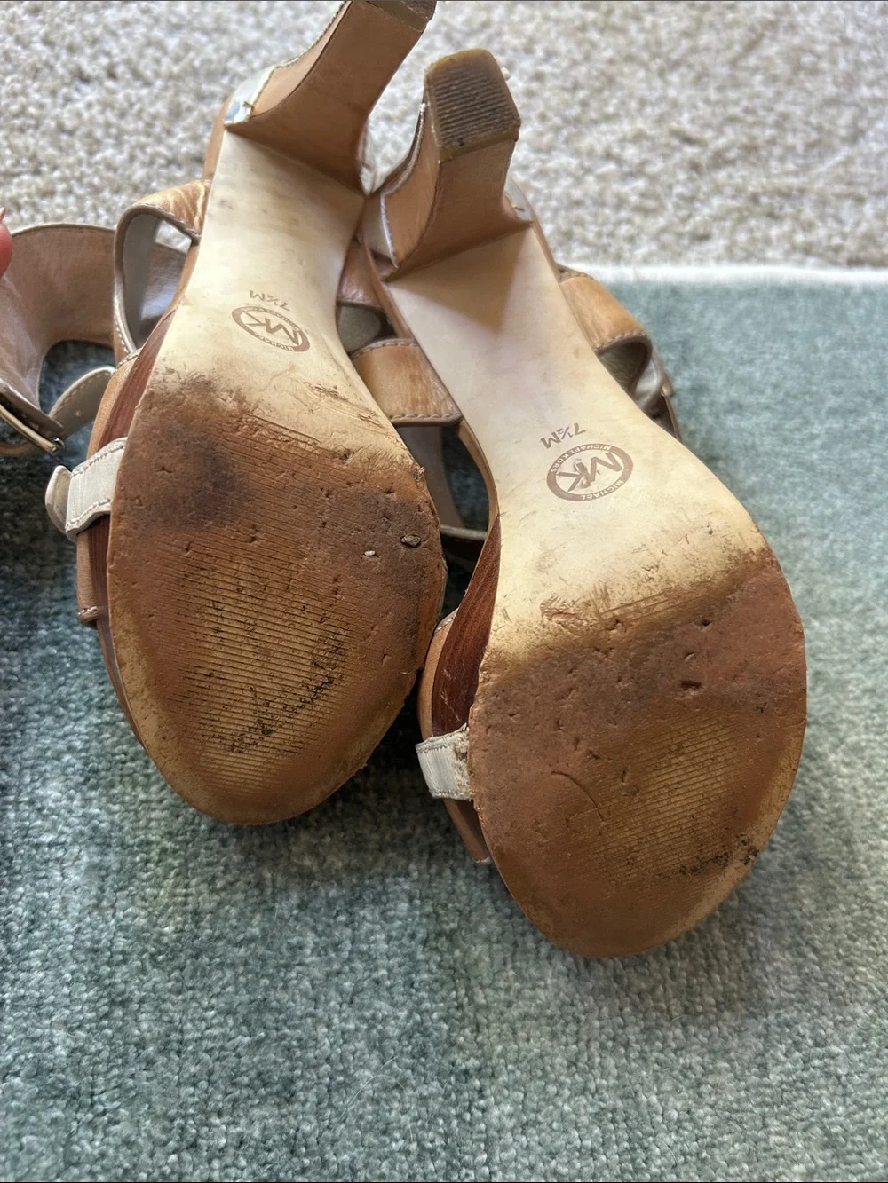 Michael Kors Two-Tone Brown & Cream Strappy Platform Heels